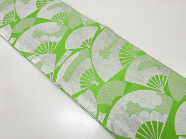 JAPANESE KIMONO / ANTIQUE OBI FOR DANCE / WOVEN FAN WITH MIST